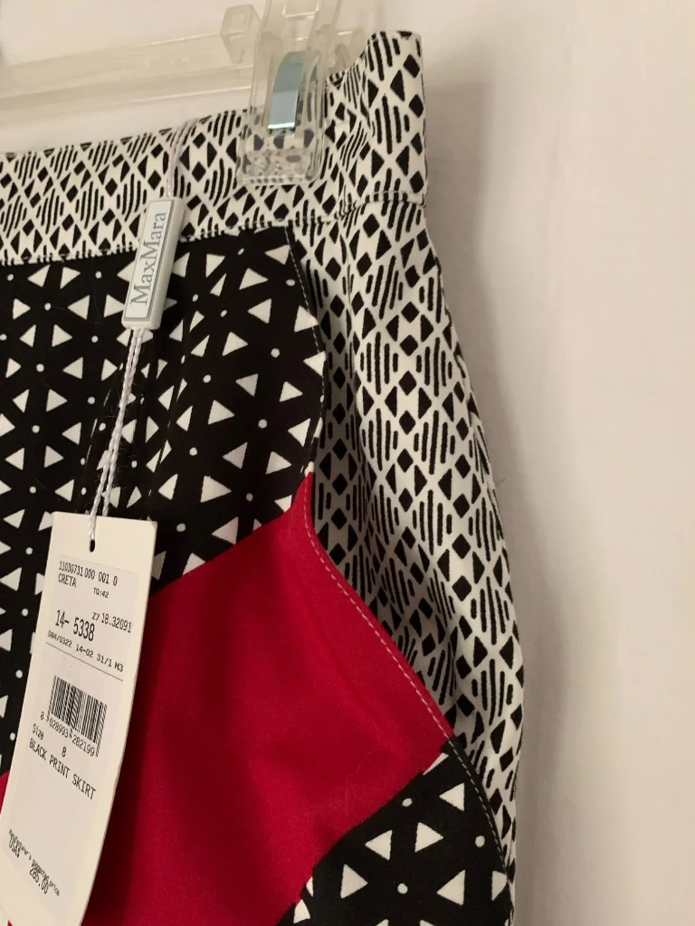 MaxMara black & red floral abstract print pencil skirt